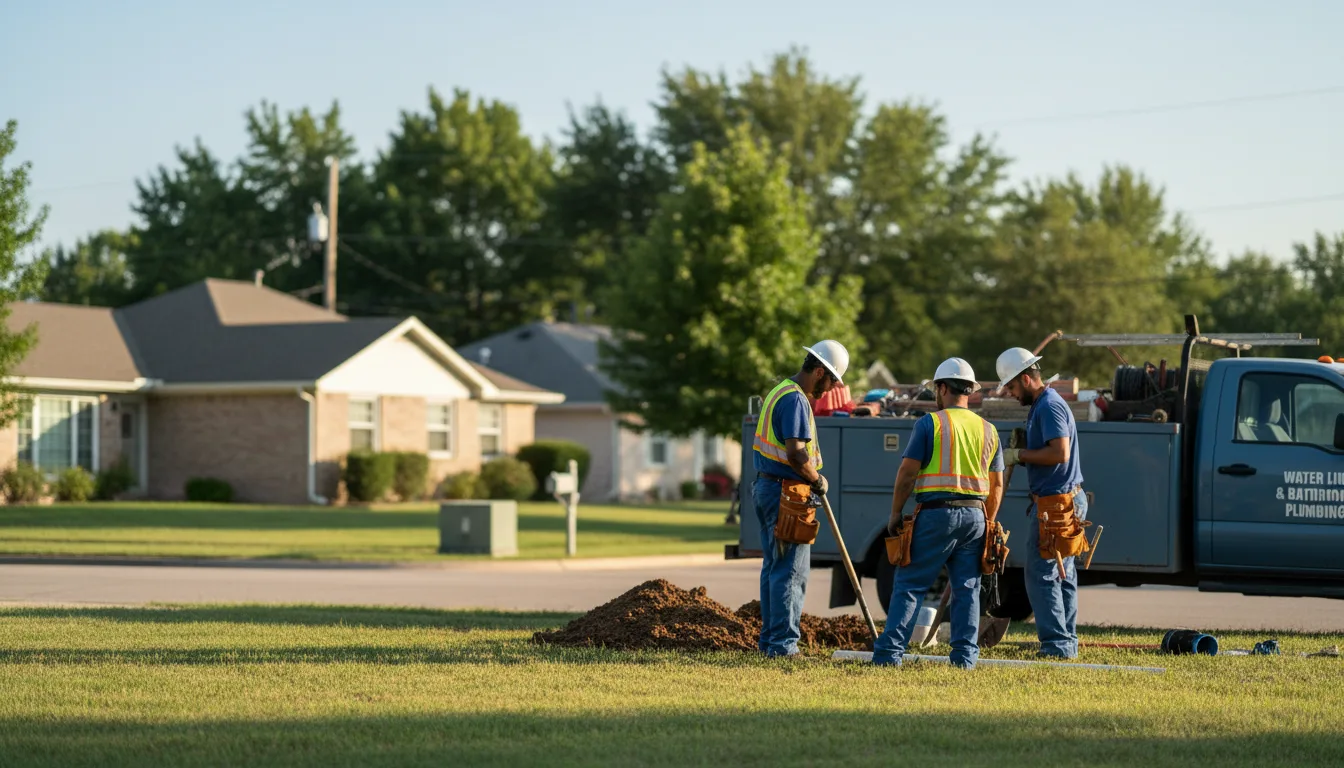Residential water line and bathroom plumbing service in Augusta, IL